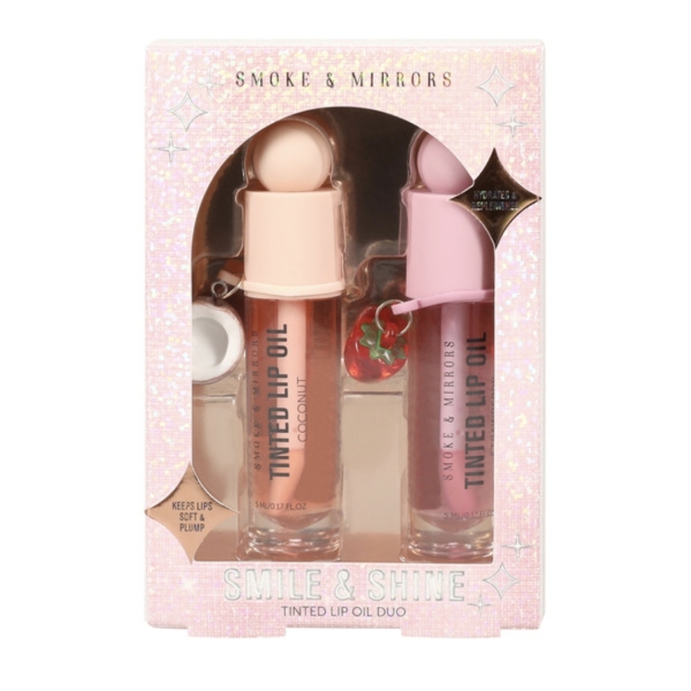 Smoke & Mirrors Smile & Shine Tinted Lip Oil Duo - Peach & Pink